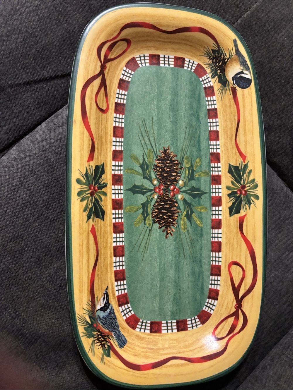 Lenox Winter Greetings Hors D'oeuvres Tray Rectangular Plate Platter 14 x 8"